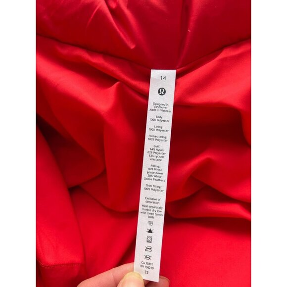 NEW no tag Lululemon Wunder Puff Long Size 14 Down Coat Grenadine Red GRRD - Picture 9 of 10